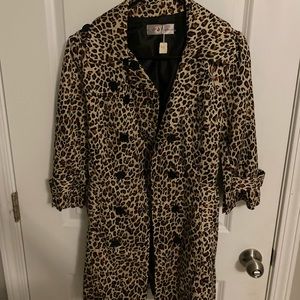 5th Culture Leopard Print Trench Coat with Belt